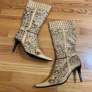Yoki Tan and Brown Heeled Boots